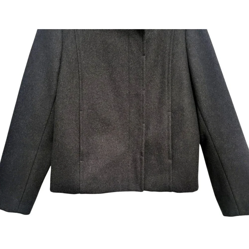 J. Crew Wool Blend Hooded Cropped Jacket Black Coat